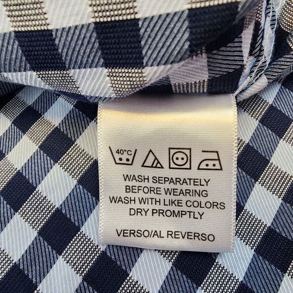 Ben Sherman Shirt Mens 15 15.5 Blue Gingham Plaid Long Sleeve Casual Button Up - Picture 14 of 15